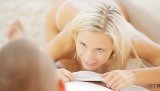 Wonderful chick having white hair is satisfying her boyfriend. She is riding his long and thick penis after presenting him with deep blowjob.