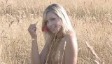 Watch gentle chick with white hair practicing passionate solo session in the field. She is taking off her sexy dress and masturbating her twat.