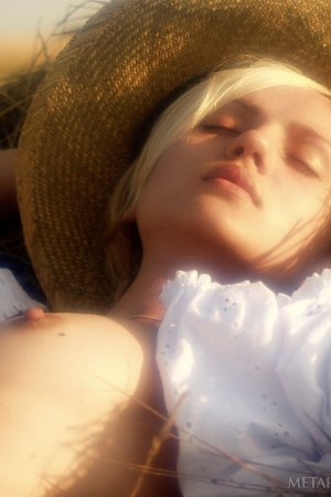 Gorgeous blonde posing on a field photo 5