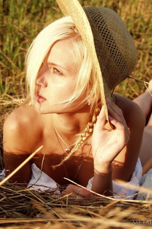 Gorgeous blonde posing on a field photo 7