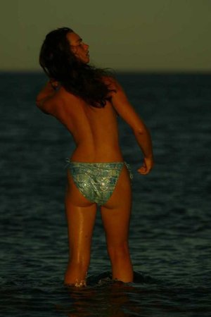 Busty brunette posing during a sunset photo 4