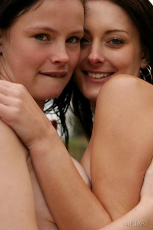 Pool side posing scene with two hotties photo 10