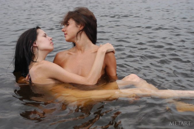 Hot girls sunbathing at a local lake photo 1
