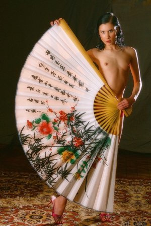 Lovely lady with her Chinese hand fans photo 7