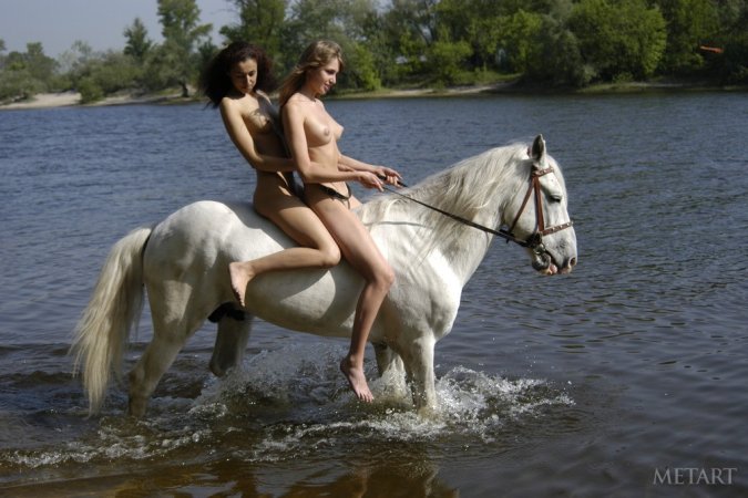 Amazing horse ride with two girls photo 13