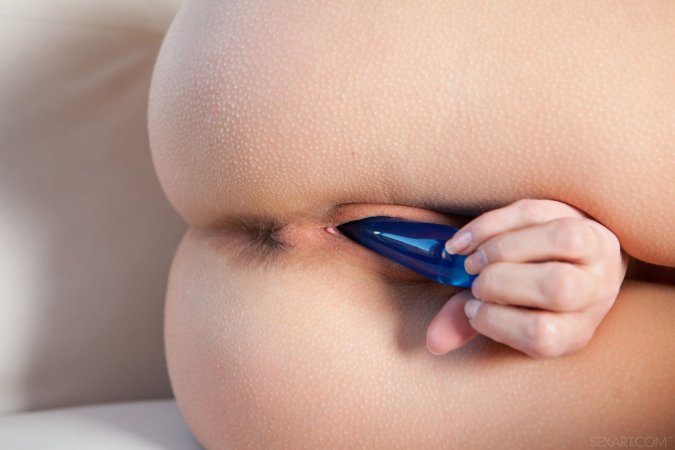 Skinny teen and her blue dildo photo 11
