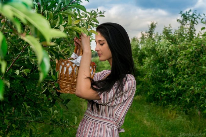 Masturbating cutie with a fruit basket photo 10