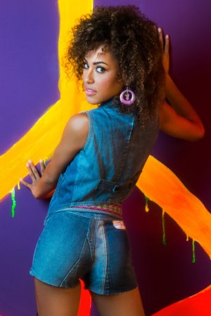 Ebony bony with an Afro shows her hot body photo 6