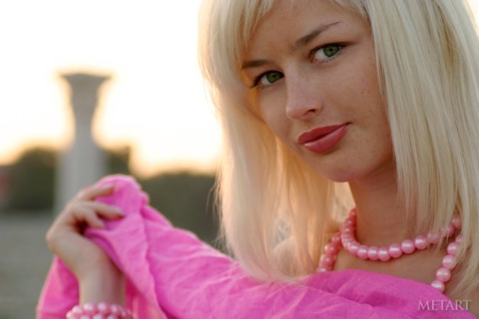 Naked blondie spends hot day in the ruins photo 11