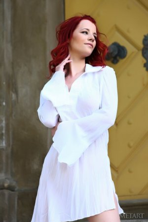 Ideal redhead posing naked outdoor photo 11