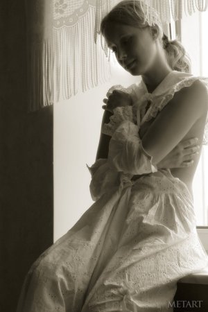 Blonde girl in a black and white posing scene photo 5