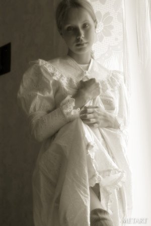 Blonde girl in a black and white posing scene photo 6