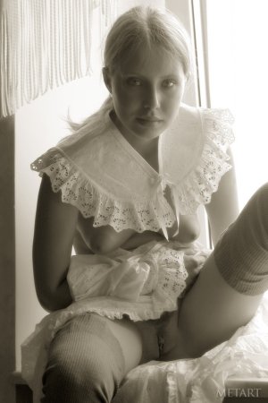 Blonde girl in a black and white posing scene photo 10