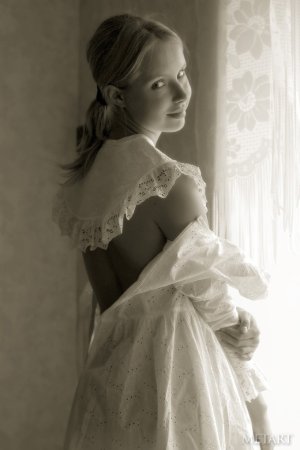 Blonde girl in a black and white posing scene photo 11