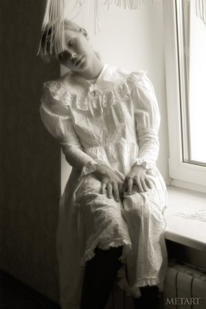 Blonde girl in a black and white posing scene photo 14