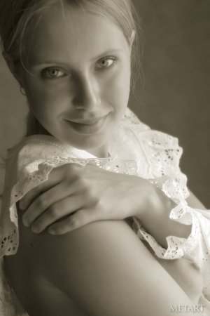 Blonde girl in a black and white posing scene photo 17