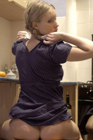Blonde teen with pigtails posing in her kitchen photo 2