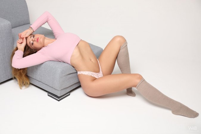 Horny brown haired girl masturbates with vibrator toy photo 8