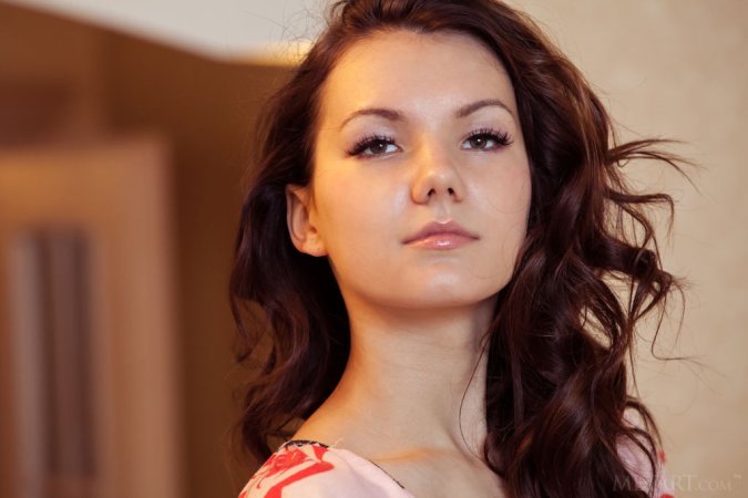 Naked sweetie teases her slim curves photo 10