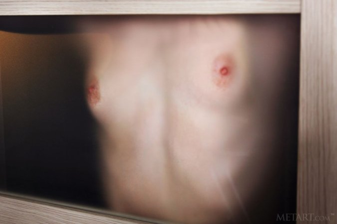 Naked babe works out in the hall photo 4
