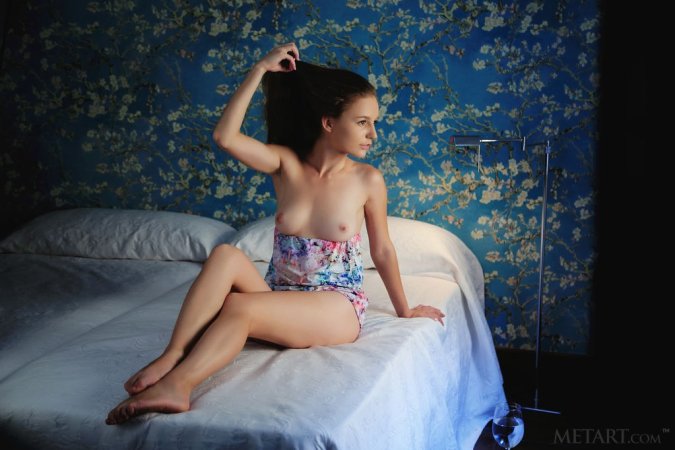 Naked chick performs exercises and opens slit on camera photo 14