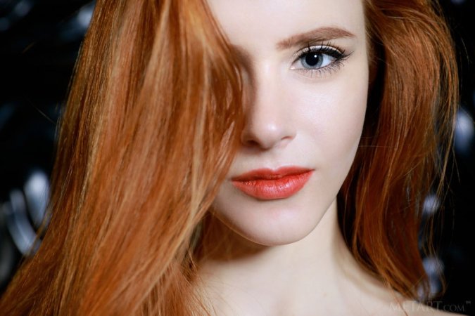 Ginger babe shoots her clean shaved pussy photo 19