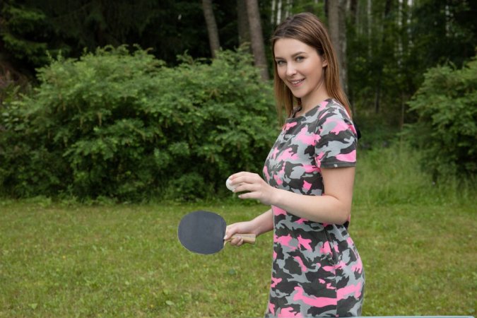Chick orgasms on an outdoor table tennis photo 8
