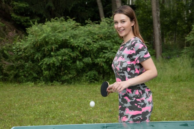 Chick orgasms on an outdoor table tennis photo 17