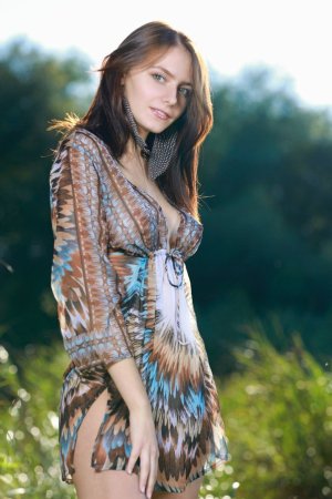 Brunette enjoys soft breeze caressing her curves photo 17