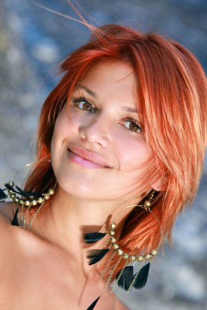 Ginger cutie rubs naked curves high in the mountains photo 7