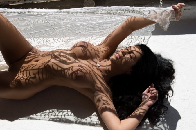 Hottie caresses her curves on a hot summer day photo 9