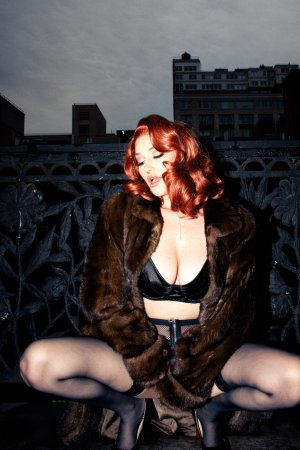 Skye Blue in black lingerie and fur coat photo 12